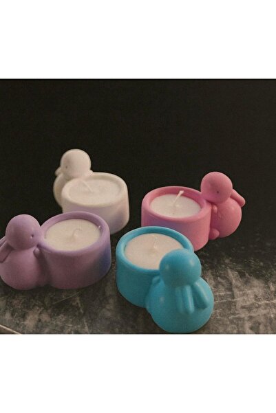 Tudi Home Renkli Mini Tavşan Figürlü Tealight Mumluk 4 adet