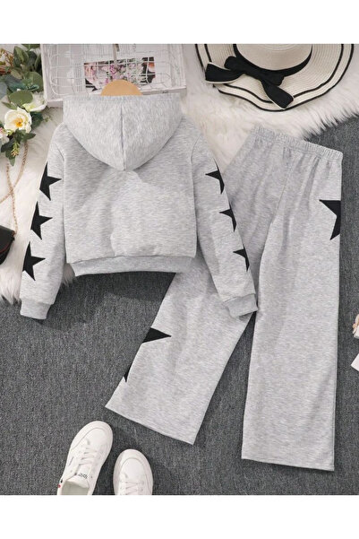 npLStore Children's Star Printed Jacket T-Shirt and Tracksuit 3-Piece Set