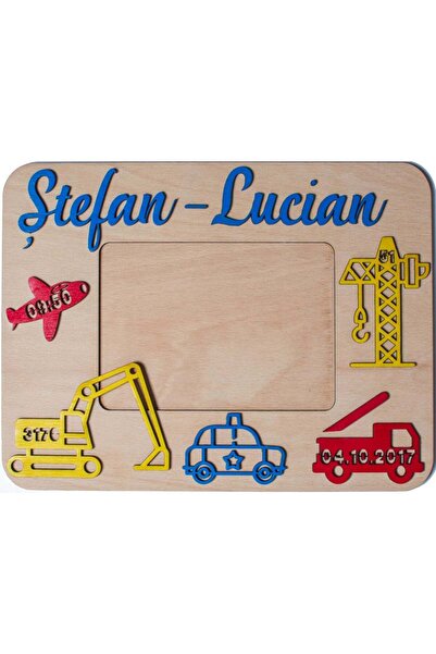 OEM Personalized Wooden Photo Frame HH1636 with Birth Details Car - 37 x 28 cm