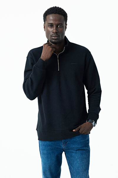 JB John Borners سويت شيرت رجالي بسحاب نصفي مطبوع عليه 3 خيوط من جون بورنرز أس...