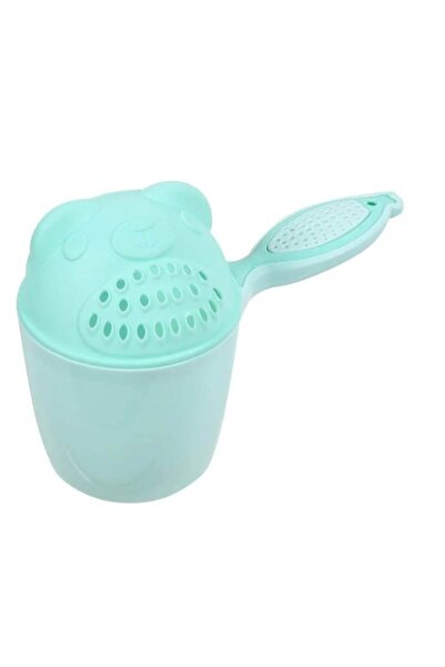 OEM Baby rinsing and washing cup, teddy bear pattern, plastic, mint green, 11x16cm