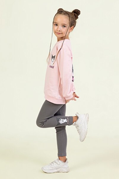 ww waka waka kids store Συνδυασμός πολύχρωμων κολάν με φούτερ με στάμπα Kuromi για κορίτσια