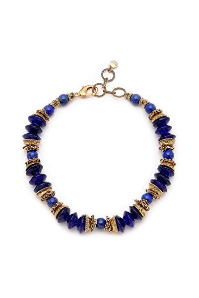 Mon Reve Born of Stone Navy Blue Glass Bead Lapis Necklace