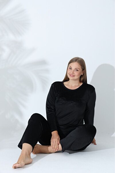 MEBA Women's Plus Size Velvet Winter Pajama Set