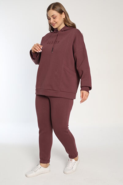 Cotpark Women's Plus Size Cotton Fabric 2-Piece Tracksuit Set 22037