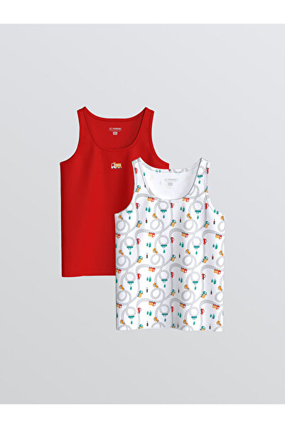 LC Waikiki Timeless Recommendations from Timeless Store |   Crew Neck Printed Boys' Undershirt, Pack of 2