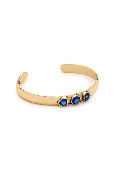 Mon Reve Rise Lacivert Zirkon Kalp Kelepçe Bilezik