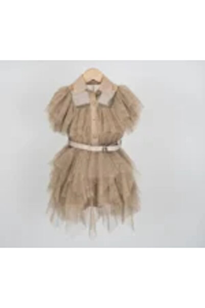 Mamboo Beige tulle dress for girls 2-5 years old