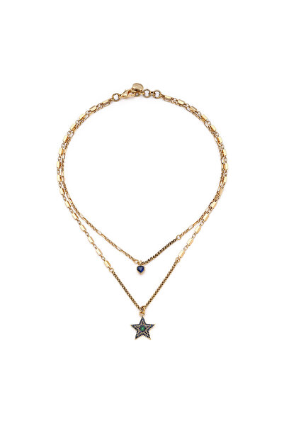 Mon Reve Gleam Zirkon Kalp, Yıldız Charm Zincir Kolye