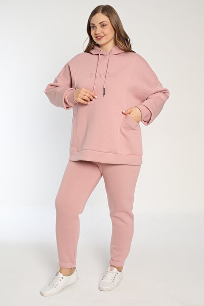 Cotpark Women's Plus Size Cotton Fabric 2-Piece Tracksuit Set 22037