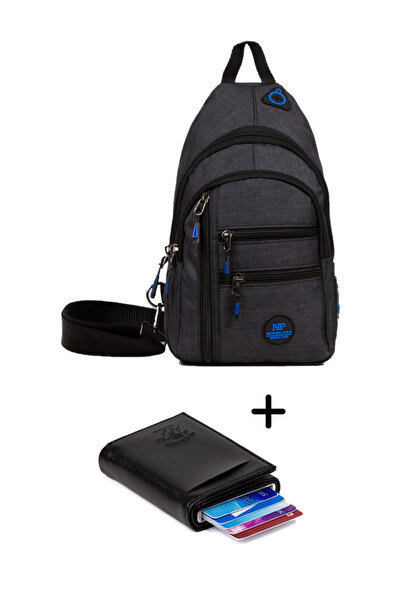 Newish ErkekFonksiyonlu Kulaklı Ve Usb Çıkışlı, Askılı Çapraz Omuz Çantası Ve Cüzdan Kartlık