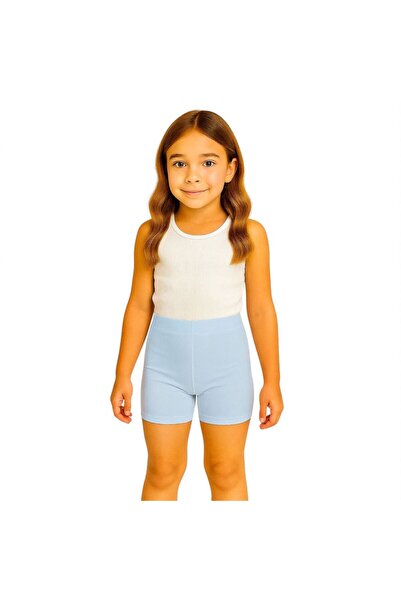 Ada Kostüm Tasarım Light Blue Shiny Lycra Short Tights-Kids