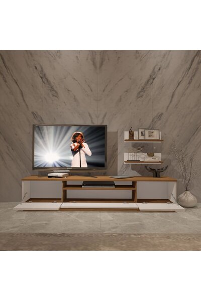 Decoraktiv Trio 4s Mdf Tv Ünitesi Tv Sehpası - Ceviz - Beyaz