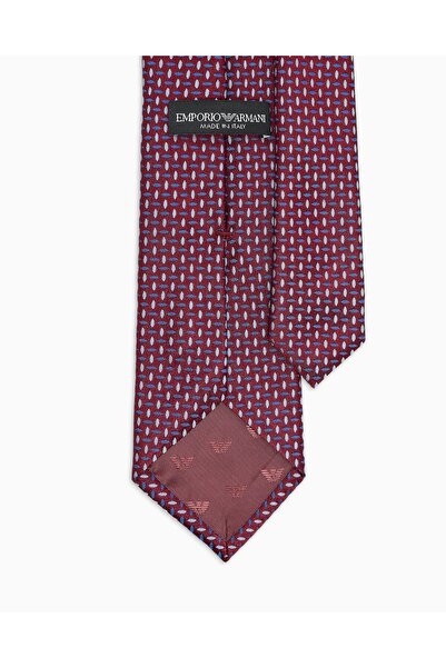 Emporio Armani Men's Jacquard Micro-Patterned Pure Silk Burgundy Tie Em001344 Te16540-F5072