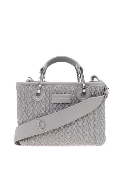 Emporio Armani Kadın Örgü Desenli Çapraz Omuz Askılı Gri Omuz Çantası EW000382 AF18941-U8028