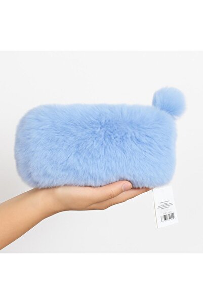 by serkan design Kadın Pelüş püf Kumaşlı kemik fermuar detaylı makyaj cantası