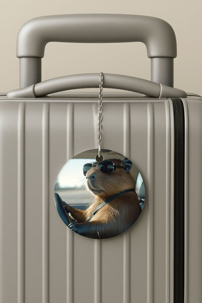 Cekuonline ملصق حقيبة السفر بسلسلة من البليكسي، تصميم ملصق الأمتعة للسفر والعطلات، كابيبارا درايفر