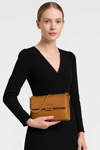 STOKS SHOES STORE Women's Soft Leather Chain Detailed Stylish Elegant Hand & Shoulder Bag with Crossbody Strap