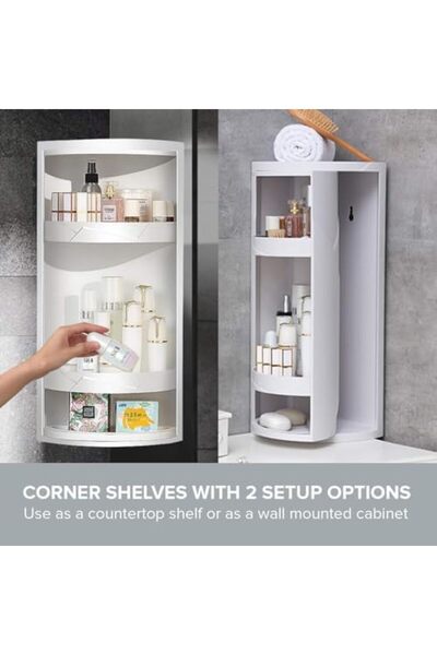 Türkiye خزانة زاوية متعددة الوظائف للحمام والمطبخ ورف تخزين مستحضرات التجميل وخزانة تخزين دوارة
