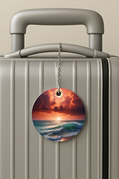 Cekuonline بطاقة أمتعة من البليكسي جلاس بتصميم سلسلة للسفر والعطلات، بطاقة أمتعة بتصميم الحب على الشاطئ