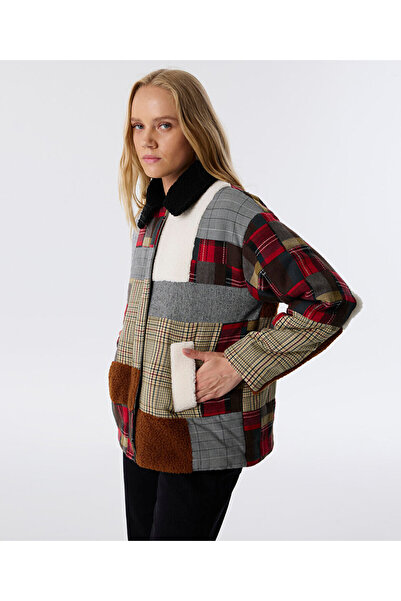 Twist Plaid Pattern Mix Coat