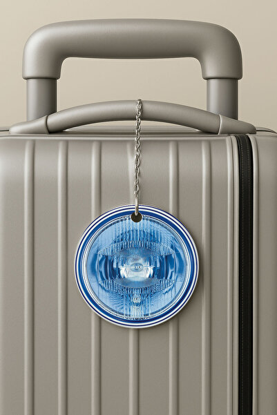 Cekuonline ملصق حقيبة سفر بسلسلة من البليكسي، تصميم ملصق حقيبة السفر للسفر والعطلات، سيارة رياضية زرقاء