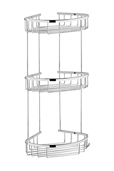 Tema 20x20 3 Katlı Köşe Şampuanlık (Pirinç + SS304)