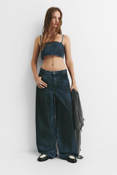 Pull & Bear Denim askılı crop top