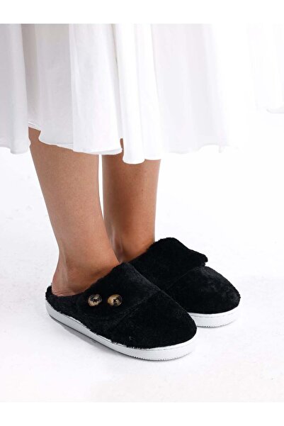 Behtah Kundura Papuci de casă pentru femei, complet din lână, cu detaliu de n...