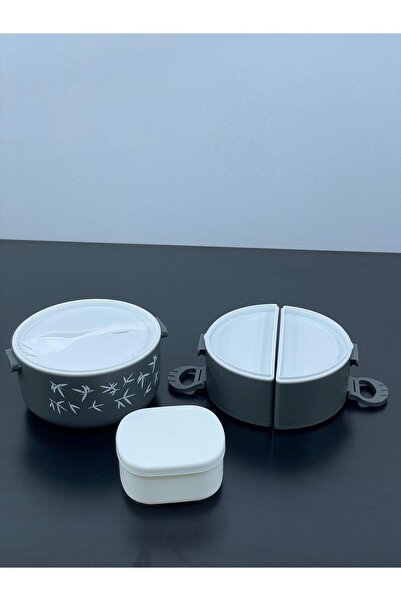 YzHome 3-Compartment 2-Layer Acrylic Teddy Bear Lunch Box Bag Storage Container with Handle