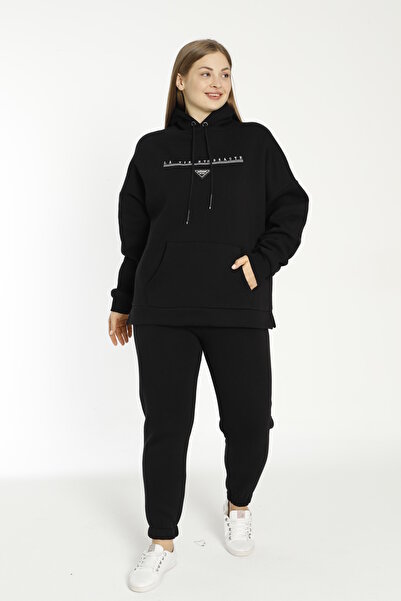 Cotpark Women's Plus Size Cotton Fabric 2-Piece Tracksuit Set 22028
