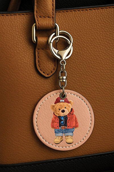 Cekuonline إكسسوار حقيبة مزخرف بطباعة UV مزخرفة باللون الوردي - تيدي بير