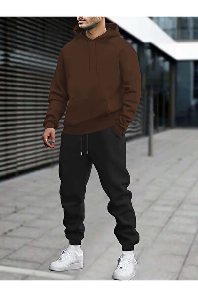 Leader leather Set de trening unisex cu glugă – Bluză sport cu buzunar cangur...