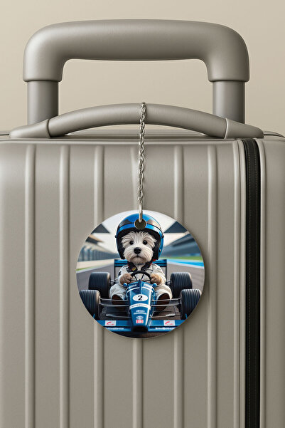 Cekuonline بطاقة أمتعة من البليكسي بتصميم سلسلة للسفر والعطلات، بطاقة أمتعة على شكل كلب الكانيش في السباق