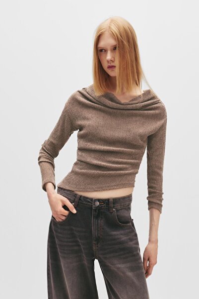 Pull & Bear Bambula geniş yakalı top
