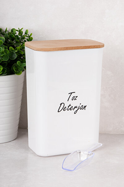 DNS HOME Powder Detergent Storage Container Wooden Vacuum Lid Storage Box with Scale Gift Detergent Dispenser 3 Lt