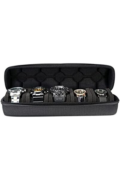 XABH AUKURA 5 Watch Storage Box with Sponge Cushion for 5 Watches (Black)
