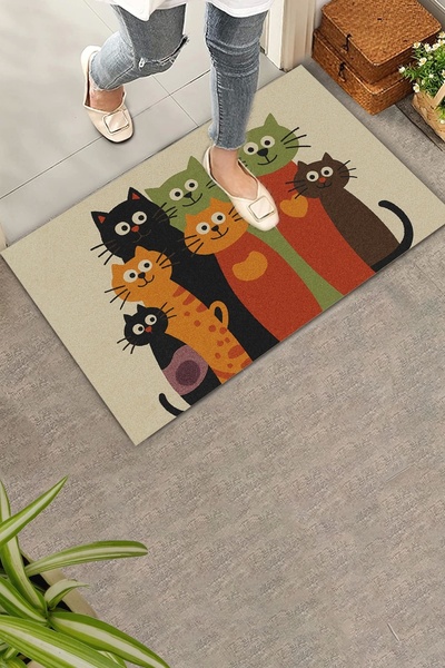 Valerine Life Colorful Paw Friendship Welcome Digital Printed Doormat 45X70Cm