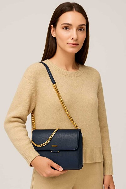 STOKS SHOES STORE Women's Soft Leather Chain Detailed Stylish Elegant Hand & Shoulder Bag with Crossbody Strap