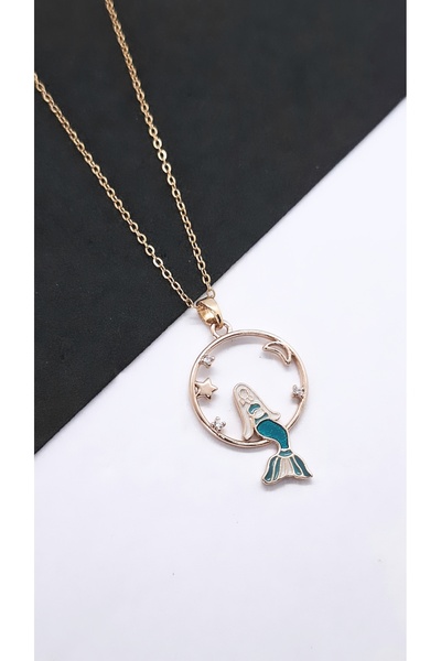Serenity قلادة فولاذية على شكل حورية البحر الجالسة في السماء