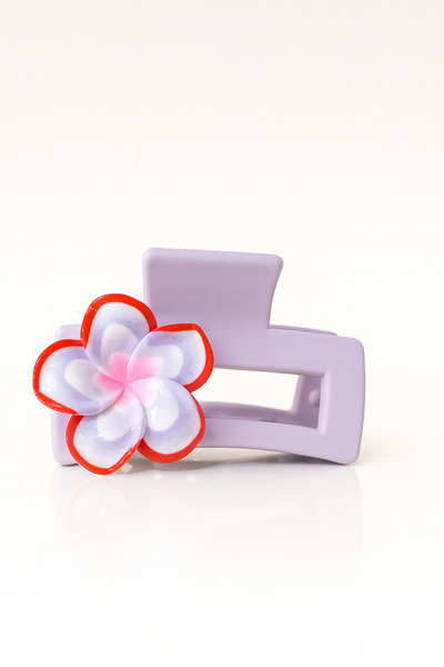 Pretty Renkli Çiçek Detaylı Mat Siyah Saç Tokası – Pembe, Sarı, Yeşil, Mor, K...