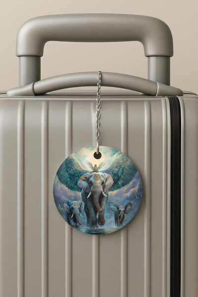 Cekuonline ملصق حقيبة السفر بسلسلة من البليكسي، تصميم ملصق الأمتعة للسفر والعطلات، عائلة الفيل