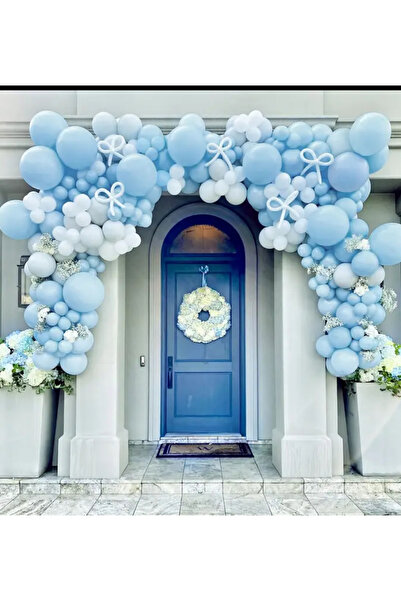 Çemrek Süs Parti مجموعة سلسلة بالونات على شكل نقانق باللونين الأزرق والأبيض م...