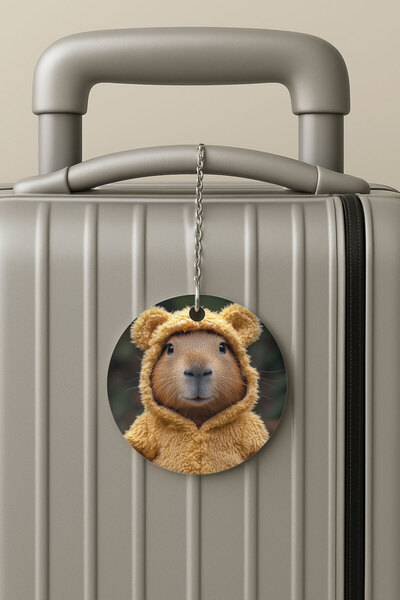 Cekuonline بطاقة تعريف الأمتعة من البليكسي مع تصميم سلسلة للسفر والعطلات، بطاقة تعريف الأمتعة كابيبارا موس