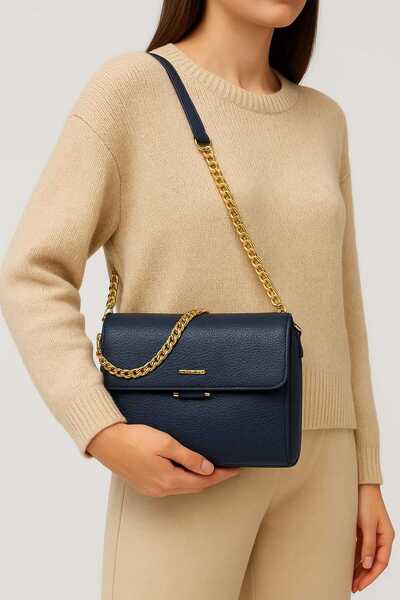 STOKS SHOES STORE Women's Soft Leather Chain Detailed Stylish Elegant Hand & Shoulder Bag with Crossbody Strap