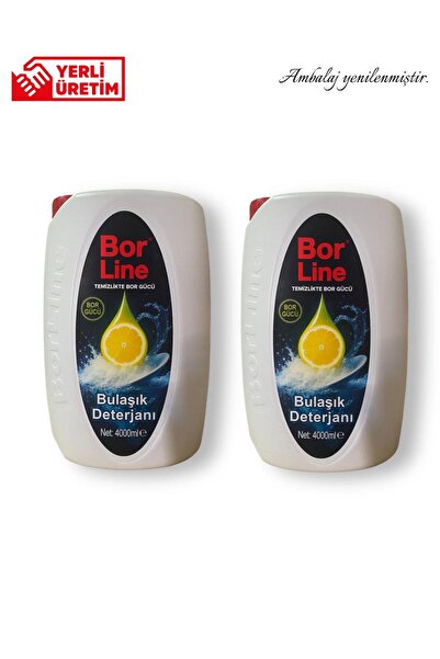 BORLINE Bor Katkılı Sıvı Bulaşık Deterjanı 4lt Limon Kokulu 2 Adet