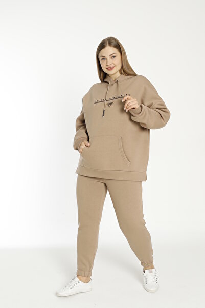 Cotpark Women's Plus Size Cotton Fabric 2-Piece Tracksuit Set 22028