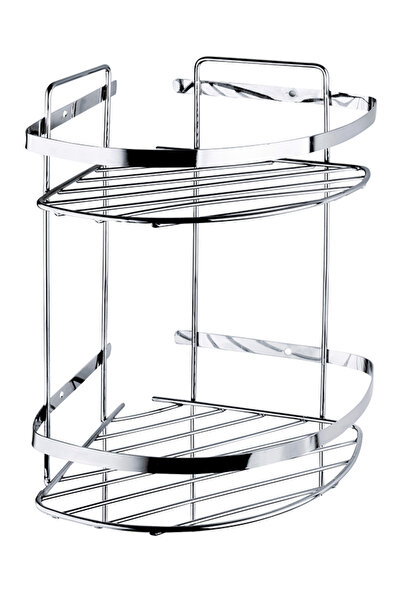 Tema 18x18 2 Katlı Köşe Şampuanlık SS304