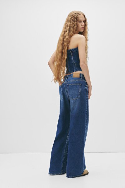 Pull & Bear Bol kesim düz paça parlak jean