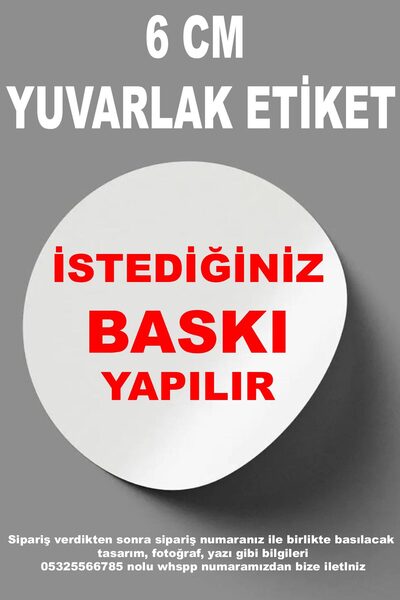 HEDİYELİKS 6cm Yuvarlak Etiket Sticker Kişiye Özel Baskılı 12 adet